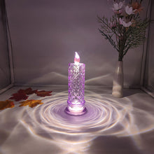 Load image into Gallery viewer, Flameless LED Crystal Candle Light Table Lamp Rose Light Projector Romantic Diamond Atmosphere Light Night Light Bedroom Home Decor
