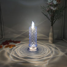 Load image into Gallery viewer, Flameless LED Crystal Candle Light Table Lamp Rose Light Projector Romantic Diamond Atmosphere Light Night Light Bedroom Home Decor

