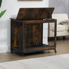 Load image into Gallery viewer, 23.6"L x 20"W x 26"H Dog Crate Furniture with Cushion, Wooden Dog Crate Table, Double-Doors Dog Furniture, Dog Kennel Indoor for Small Dog, Dog House, Dog Cage Small,  Rustic Brown
