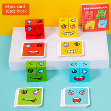Load image into Gallery viewer, Magic Face Changing Cube Game Board Game Wood Puzzle Montessori Expression Wooden Blocks Interactive Games Kids Toys Gift
