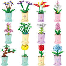 Load image into Gallery viewer, Potted Plants Building Block Flowers By Coffee Cup 12 Zodiac Animals Sign Birthday Gift Flower Bouquet Girl Toy Valentine's Day Gift
