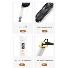 Load image into Gallery viewer, LCD Display Straight Hair Comb Negative Ion Multi-function Dual-purpose Hair Straightener Curling Iron Hair Styling Comb

