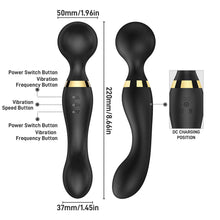 Load image into Gallery viewer, Silicone Double Head Vibrator 360° Rotation 20 Frequency Waterproof Vibration Masturbation Massager for Women
