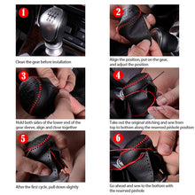 Load image into Gallery viewer, 2Pcs Car Leather Gear Head Shift Knob Cover Collars Handbrake Cover Case For Hyundai Creta ix25 2018 2019 Accessories
