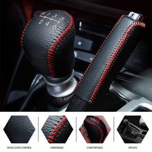 Load image into Gallery viewer, 2Pcs Car Leather Gear Head Shift Knob Cover Collars Handbrake Cover Case For Hyundai Creta ix25 2018 2019 Accessories
