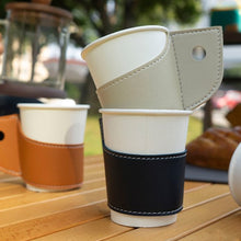 Load image into Gallery viewer, 1PC Outdoor Paper Stainless Steel Cup PU Holster Camping Picnic Barbecue Insulated Anti-Hot Glass Cover With Handle Simple Portable Coffee Cup Sleeve
