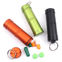 Load image into Gallery viewer, 1PC Capsule Outdoor Aviation Aluminum Alloy Waterproof Can EDC Portable Pill Sealed Box Outdoor Survival Emergency Water Bottle
