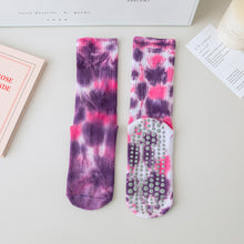 Load image into Gallery viewer, 1 Pair Female Tie-Dye Midtube Cotton Yoga Socks Professional Sports Fitness Pilates Non-Slip Breathable Socks Home Fashion Floor Stockings
