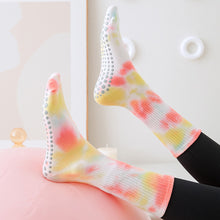 Load image into Gallery viewer, 1 Pair Female Tie-Dye Midtube Cotton Yoga Socks Professional Sports Fitness Pilates Non-Slip Breathable Socks Home Fashion Floor Stockings

