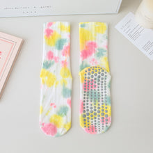 Load image into Gallery viewer, 1 Pair Female Tie-Dye Midtube Cotton Yoga Socks Professional Sports Fitness Pilates Non-Slip Breathable Socks Home Fashion Floor Stockings
