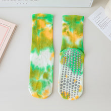 Load image into Gallery viewer, 1 Pair Female Tie-Dye Midtube Cotton Yoga Socks Professional Sports Fitness Pilates Non-Slip Breathable Socks Home Fashion Floor Stockings
