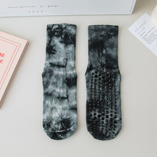 Load image into Gallery viewer, 1 Pair Female Tie-Dye Midtube Cotton Yoga Socks Professional Sports Fitness Pilates Non-Slip Breathable Socks Home Fashion Floor Stockings

