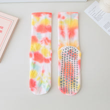 Load image into Gallery viewer, 1 Pair Female Tie-Dye Midtube Cotton Yoga Socks Professional Sports Fitness Pilates Non-Slip Breathable Socks Home Fashion Floor Stockings
