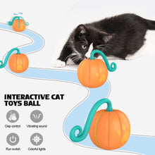 Load image into Gallery viewer, Cat Interactive Ball Toy Pet Kitten Remote Control Smart Rolling Pumpkin Ball Electric Automatic Cat Running Balls with LED Light
