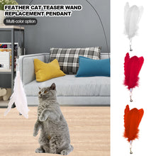 Load image into Gallery viewer, Wide Large Feather Pendant with Bell DIY Replace Cat Teaser Stick Replacement Pendant Pet Toy Accessories
