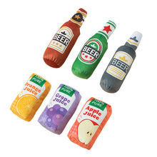 Load image into Gallery viewer, Funny Plush Toys for Dog Squeaky Beer Bottle Dog Toy Bite-Resistant Wine Bottle Juice Box Chew Toy Interactive Toys Pet Supplies
