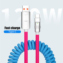 Load image into Gallery viewer, 120W Fast Charging Cable Retractable Aluminum Alloy PD Charging Cable USB C Data Cable for Samsung Galaxy OPPO Xiaomi Huawei 2m
