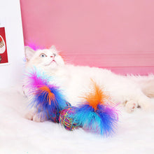 Load image into Gallery viewer, Colorful Yarn Ball with Feather Cat Funny Teaser Toys Pet Interactive Toys Cat Scratcher Toys Woll Ball Toys for Kitten
