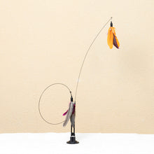Load image into Gallery viewer, Cat Dual Head Feather Teaser Stick with Suction Plate Set Interactive Toys Funny Cat Teaser Wand with Bell Toy for Kitten Playing Cat Supplies

