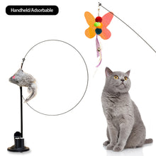 Load image into Gallery viewer, Cat Dual Head Feather Teaser Stick with Suction Plate Set Interactive Toys Funny Cat Teaser Wand with Bell Toy for Kitten Playing Cat Supplies
