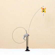 Load image into Gallery viewer, Cat Dual Head Feather Teaser Stick with Suction Plate Set Interactive Toys Funny Cat Teaser Wand with Bell Toy for Kitten Playing Cat Supplies
