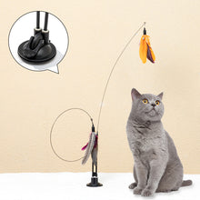 Load image into Gallery viewer, Cat Dual Head Feather Teaser Stick with Suction Plate Set Interactive Toys Funny Cat Teaser Wand with Bell Toy for Kitten Playing Cat Supplies
