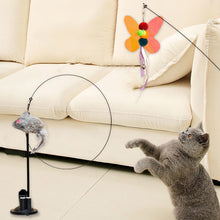 Load image into Gallery viewer, Cat Dual Head Feather Teaser Stick with Suction Plate Set Interactive Toys Funny Cat Teaser Wand with Bell Toy for Kitten Playing Cat Supplies

