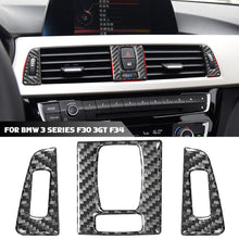 Load image into Gallery viewer, 3Pcs Carbon Fiber Auto Interior Central Control Air Conditioning Outlet Decorative Stickers Car Accessories For BMW 3 Series F30 3GT F34
