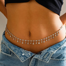 Load image into Gallery viewer, Sexy Geometric Beach Bikini Body Chain Minimalist Rhinestone Tassel Single Layer Waist Chain for Women Female Jewelry Accessory

