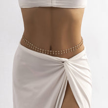 Load image into Gallery viewer, Sexy Geometric Beach Bikini Body Chain Minimalist Rhinestone Tassel Single Layer Waist Chain for Women Female Jewelry Accessory
