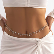 Load image into Gallery viewer, Sexy Geometric Beach Bikini Body Chain Minimalist Rhinestone Tassel Single Layer Waist Chain for Women Female Jewelry Accessory
