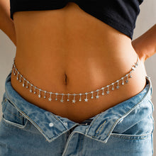Load image into Gallery viewer, Sexy Geometric Beach Bikini Body Chain Minimalist Rhinestone Tassel Single Layer Waist Chain for Women Female Jewelry Accessory
