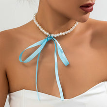 Load image into Gallery viewer, Vintage French Palace Pearl Necklace DIY Elegant Ribbon Bow Necklace Women Female Jewelry Accessory
