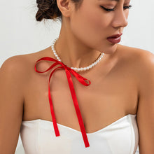 Load image into Gallery viewer, Vintage French Palace Pearl Necklace DIY Elegant Ribbon Bow Necklace Women Female Jewelry Accessory
