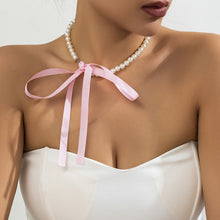 Load image into Gallery viewer, Vintage French Palace Pearl Necklace DIY Elegant Ribbon Bow Necklace Women Female Jewelry Accessory
