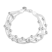 Load image into Gallery viewer, Creative Five Thread Beaded Light Bead Bracelet Silver Women's Bracelet Multiple Chain with Ball Bracelet Jewelry Accessory
