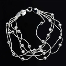 Load image into Gallery viewer, Creative Five Thread Beaded Light Bead Bracelet Silver Women's Bracelet Multiple Chain with Ball Bracelet Jewelry Accessory
