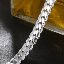 Load image into Gallery viewer, Sterling Silver 6mm Side Chain 8/18/20/22/24 Inch Necklace For Woman Men Fashion Wedding Engagement Jewelry Gift
