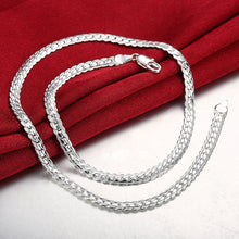 Load image into Gallery viewer, Sterling Silver 6mm Side Chain 8/18/20/22/24 Inch Necklace For Woman Men Fashion Wedding Engagement Jewelry Gift
