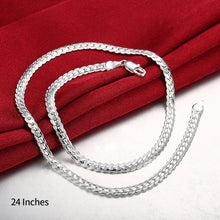 Load image into Gallery viewer, Sterling Silver 6mm Side Chain 8/18/20/22/24 Inch Necklace For Woman Men Fashion Wedding Engagement Jewelry Gift
