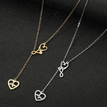 Load image into Gallery viewer, Women's Stainless Steel Double Pendant Stethoscope Heart Palpitating Necklace Fashionable Matching Women Jewelry Accessory
