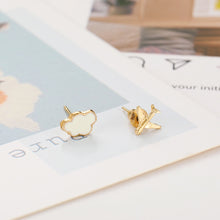Load image into Gallery viewer, Small Plane Cloud Sweet Earrings Simple Asymmetric Funny Fall Earrings for Girl and Women Fashion Ear Stud Jewelry
