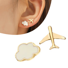 Load image into Gallery viewer, Small Plane Cloud Sweet Earrings Simple Asymmetric Funny Fall Earrings for Girl and Women Fashion Ear Stud Jewelry
