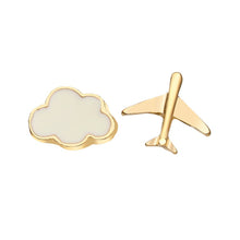 Load image into Gallery viewer, Small Plane Cloud Sweet Earrings Simple Asymmetric Funny Fall Earrings for Girl and Women Fashion Ear Stud Jewelry
