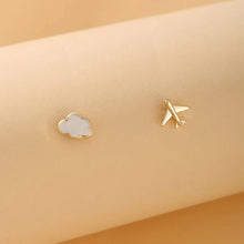 Load image into Gallery viewer, Small Plane Cloud Sweet Earrings Simple Asymmetric Funny Fall Earrings for Girl and Women Fashion Ear Stud Jewelry

