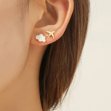 Load image into Gallery viewer, Small Plane Cloud Sweet Earrings Simple Asymmetric Funny Fall Earrings for Girl and Women Fashion Ear Stud Jewelry
