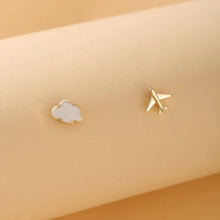 Load image into Gallery viewer, Small Plane Cloud Sweet Earrings Simple Asymmetric Funny Fall Earrings for Girl and Women Fashion Ear Stud Jewelry
