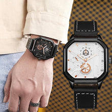 Load image into Gallery viewer, Men's Fashion Square Leather Watch Black Tech Student British Style Quartz WristWatch Luxury Jewelry Male Accessories
