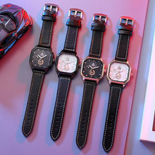 Load image into Gallery viewer, Men's Fashion Square Leather Watch Black Tech Student British Style Quartz WristWatch Luxury Jewelry Male Accessories
