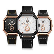 Load image into Gallery viewer, Men's Fashion Square Leather Watch Black Tech Student British Style Quartz WristWatch Luxury Jewelry Male Accessories

